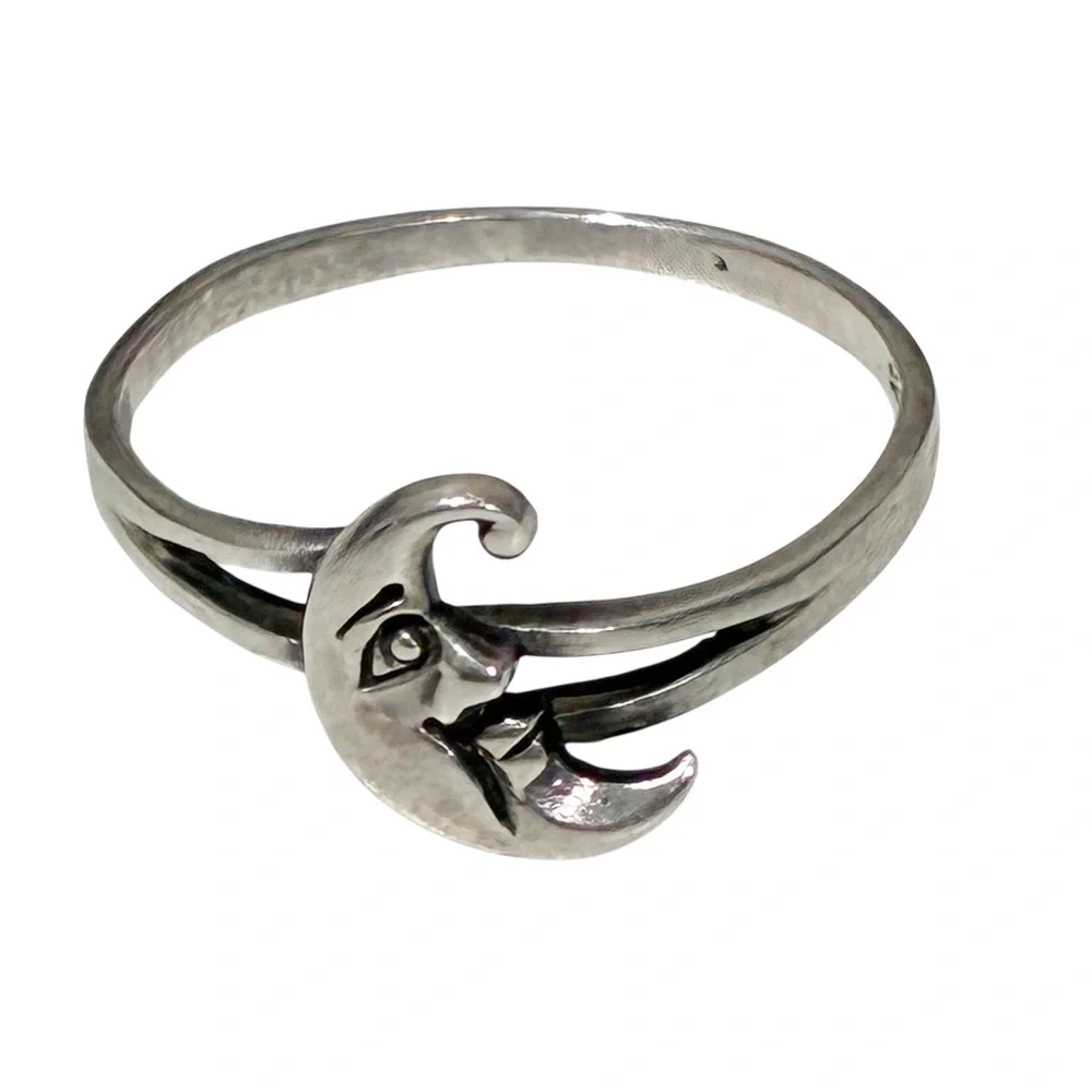 Sterling Silver 925 Man in The Moon Ring for‎ Women Size 8